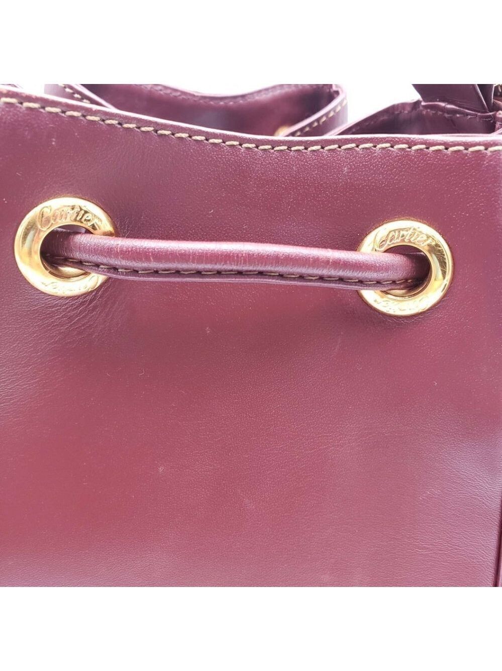 100% Authentic Must De Cartier Bordeaux Leather Shoulder Bag - Picture 13 of 16